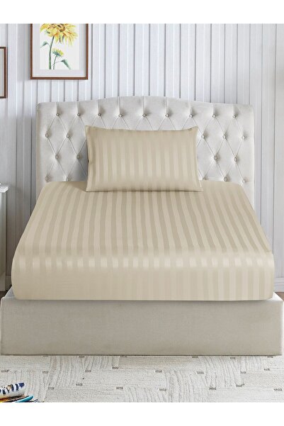 Donetella طقم ملاءات سرير مخططة مقاس 120×200 سم، مزدوج - ملاءة سرير واحدة + غطاء وسادة واحد، جيب عميق 30 سم