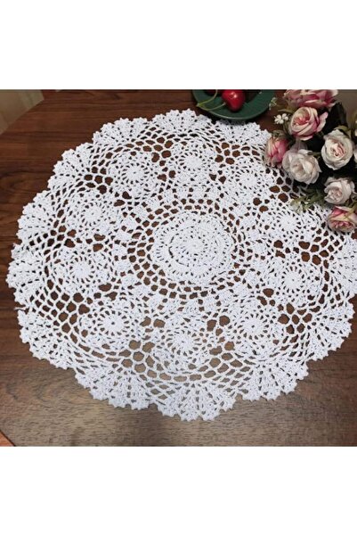 Generic Damanni White Cotton Handmade Crochet Lace Tablecloth Doilies Table O...