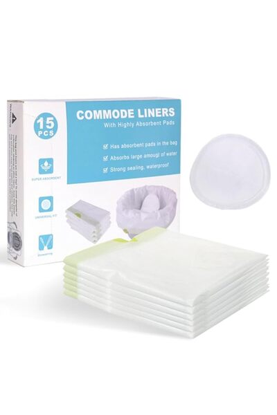 Generic Bedside Commode Liners, 15 Pack Universal Fit Portable Toilet Liners for Portable Toilet Chair Buck