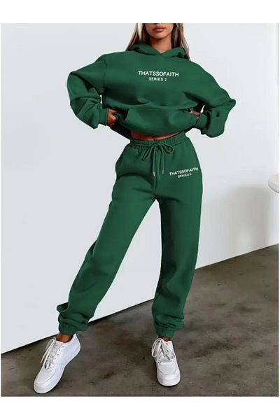 macklin Unisex Men's Women's That's so Faith Printed Oversize 3 Thread Hooded Tracksuit Set
