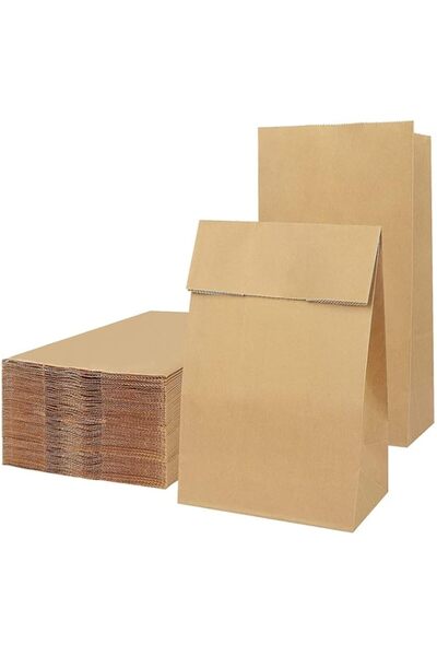 Generic 50 Pcs Brown Lunch Bag 4lb Small Sandwich Bags Strong & Durable: 15.5x10x30cm, Kraft Food Bags With
