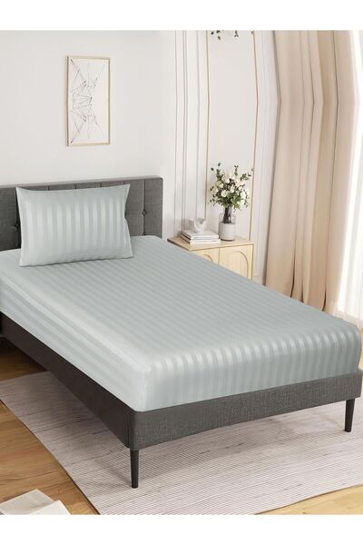 Donetella طقم ملاءات سرير مخططة مقاس 120×200 سم، مزدوج - ملاءة سرير واحدة + غطاء وسادة واحد، جيب عميق 30 سم