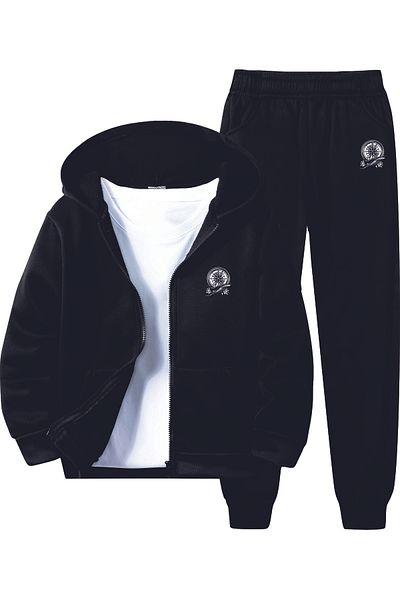 HOFFNUNG Full-Zip Anchor and Compass Unisex Hooded Oversize Elastic Leg Tracksuit Set