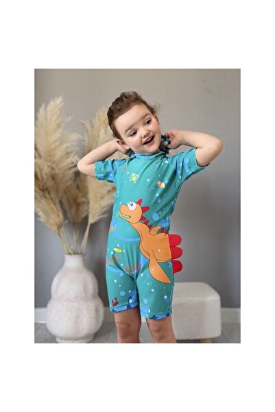 Mixbo Children's Swimsuit Dino Turquoise Two-Piece L