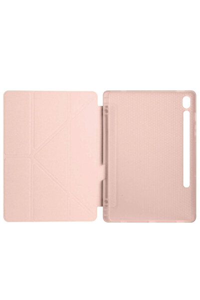Covpor Samsung Galaxy Tab S10 FE Origami Kılıf+Klavye Mouse+S Pen Yedek Uç+Ekran Koruyucu Rose