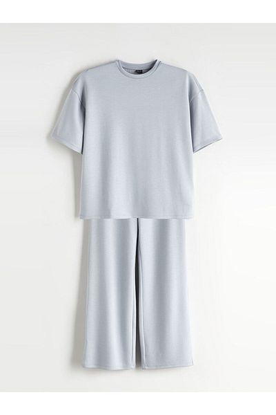 LC Waikiki Quality Parts from Celebi Store |   Gray Crew Neck Girls' T-Shirt and Pants