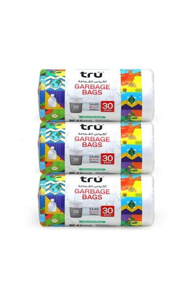 Generic tru® Garbage Bags Compact Roll White 54x60cm 10Gallon (30pc x 3 Rolls) 90bags