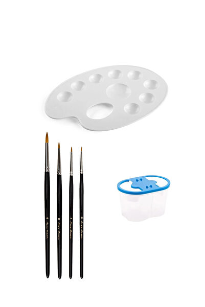 everart Resim Fırçası Kabı-Resim Paleti-Resim Fırça Seti Su Kabı Ressam Paleti Boyama Fırçası No(2,4,6,7)