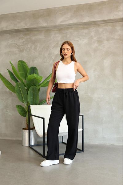 RE7EDİ Black Linen Pants Unisex