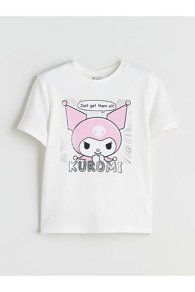 LC Waikiki Quality Parts from Celebi Store |   Ecru Crew Neck Kuromi Printed Girl's T-Shirt and Skirt