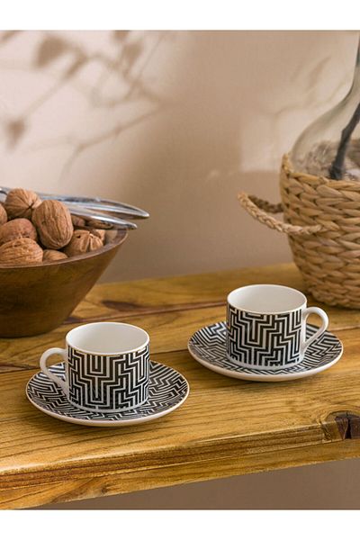LC Waikiki Quality Parts from Celebi Store |   Mixed Printed Porcelain Coffee Cup Set for 2 People 90 ml