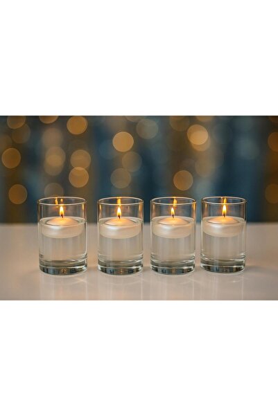 Noah Exclusive BOROSILIKAT 4 LU CAM BARDAK BEYAZ YUZEN MUM HEDIYELI 70 çap MU...