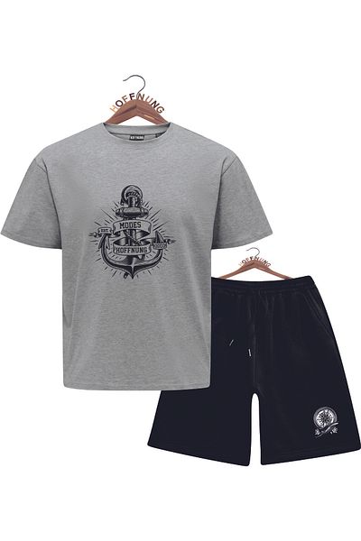 HOFFNUNG Unisex Men/Women Crew Neck Anchor Nad Compass Printed Bottom Top Tracksuit Suit