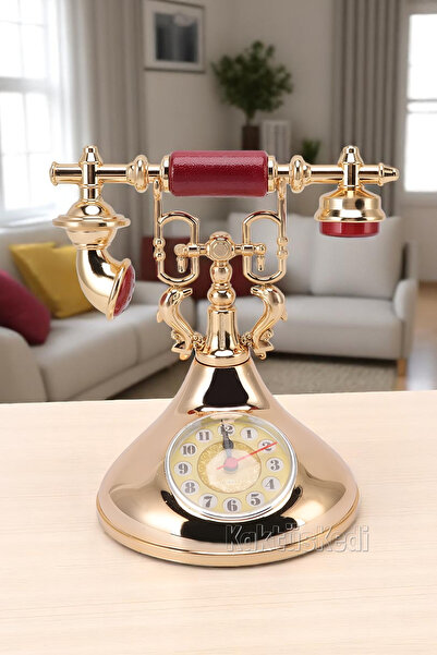 KaktüsKedi Vintage Telefon Model Nostaljik Dekoratif Masa Saati - Çalar Saat ...