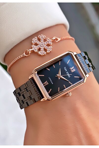 Tom Jones Brand Black Color Waterproof Women's Wristwatch - with Bracelet Gift