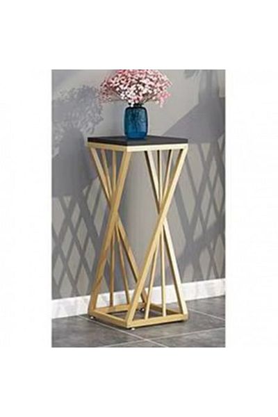 Kardett Living room side table, coffee table, bedroom or office flower stand, marble, black