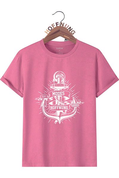 HOFFNUNG Unisex Men/Women Crew Neck Anchor and Compass Oversize T-Shirt