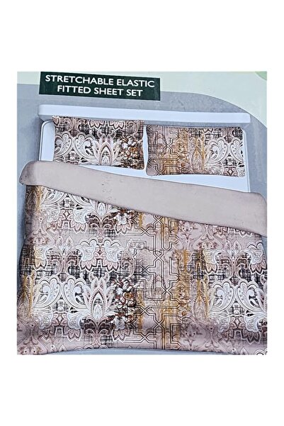 Generic عربة ريتز لمجموعة ملاءات السرير القطنية القابلة للتمدد، بنمط دمشقي عت...