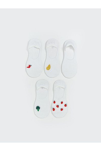 LC Waikiki Quality Parts from Celebi Store |   White Printed Women's Ballerina Socks 5 Pack