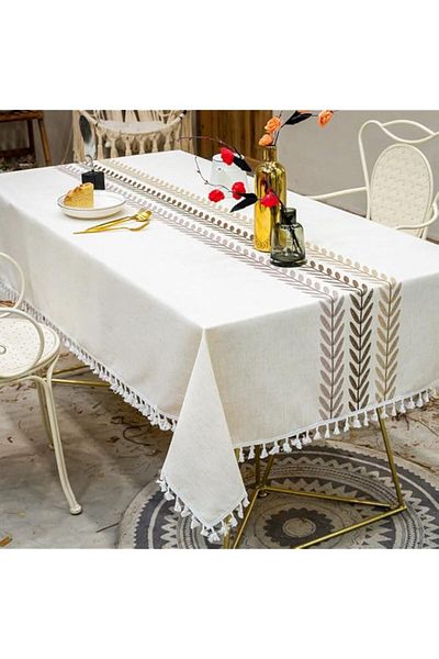 Generic NeoStyle Tablecloths, Table Cloth for Dining Table,Tassel Wrinkle Free Table Cover,Outdoor Table Cl