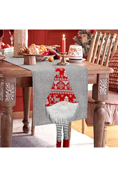 Generic KHOYIME Christmas Table Runner Grey Xmas Table Runner with Santa Clau...