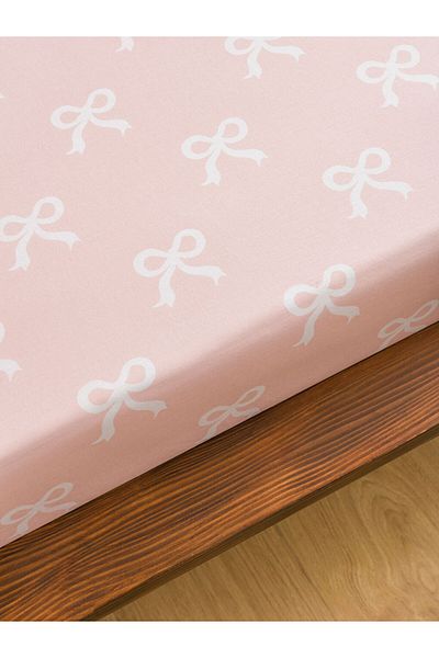 LC Waikiki Quality Parts from Celebi Store |   Pink Bow Printed Double Fitted Sheet