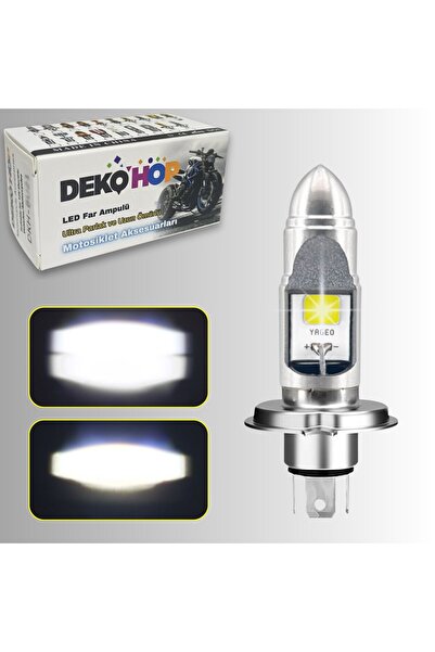 DEKOHOP H4 Uzun Kısa Ampul Slım Model Motosiklet Otomobil Far LED Işık 12-24V...