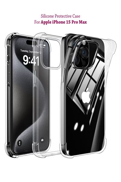 Generic Silicone Protective Back Case Cover For Apple iPhone 15 Pro Max Transparent