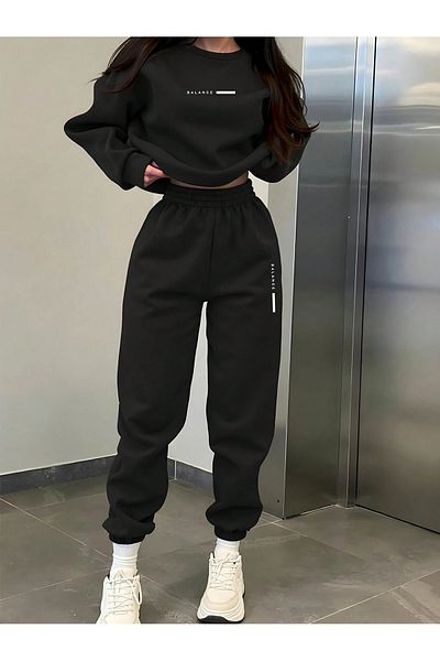 macklin Unisex Men's Women's Balance Printed 3 Thread Crew Neck Tracksuit Set