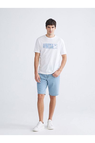 LC Waikiki Quality Parts from Celebi Store |   White Crew Neck Printed Combed Cotton Men's T-Shirt