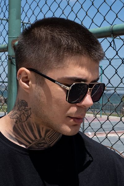 Roger Bacon Black-Gold Sun Glasses Pilot Model