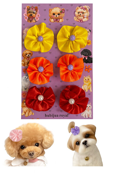 Hubjua Royal Dog & Cat Buckle – Stylish, Cute and Elastic Orchid Model (6 Pieces Mixed Color)
