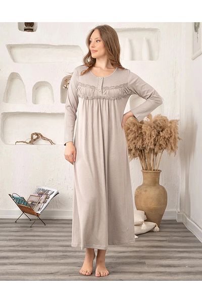Modestia Bone 5902 Melissa Drawstring Nightdress - Bronze - L