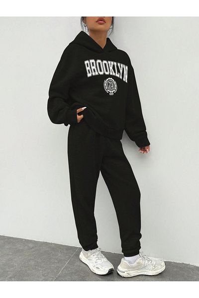 macklin Unisex Men's Women's Brooklyn Printed Oversize 3 Thread Hooded Tracksuit Set