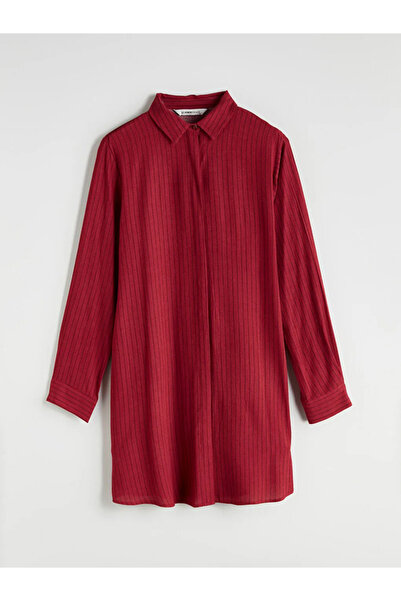 LC Waikiki LCW Grace Bordo Çizgili Kadın Gömlek Tunik