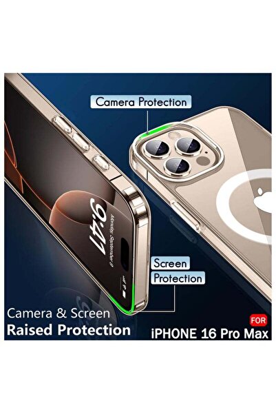 Generic Apple Iphone 16 Pro Max Magsafe Case Shockproof Bumper Case For Apple Iphone 16 Pro Max - Clear
