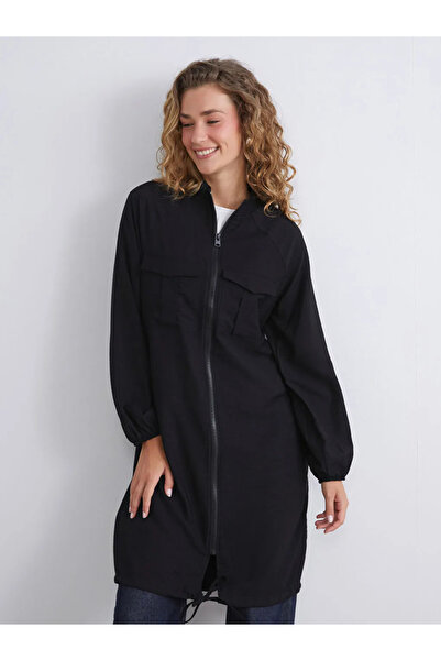 LC Waikiki LCW Modest Чорна туніка з прямим коміром для жінок