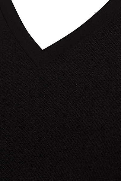 Modestia Star 206 Modal Half Sleeve V-Neck T-Shirt Tank Top - Black - XXL