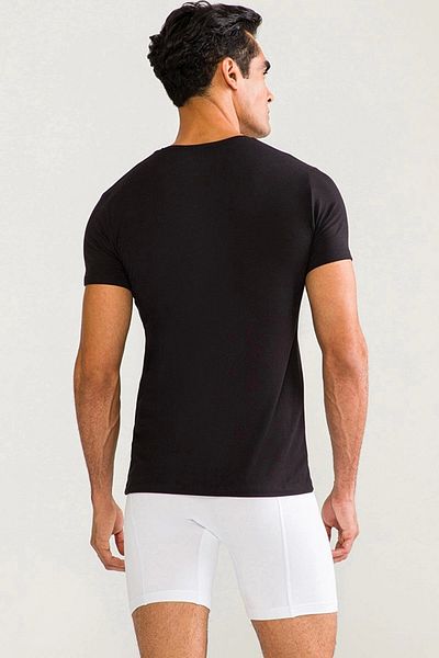 Modestia D's Damat 350 Men's Comfort V-Neck Undershirt - Black - L