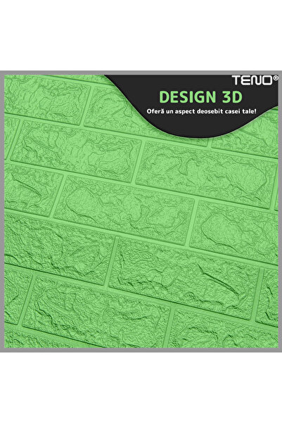 Teno Set 20x Tapet Caramida 3D Teno®, suprafata acoperire 10.6 mp, 70x77 cm, verde