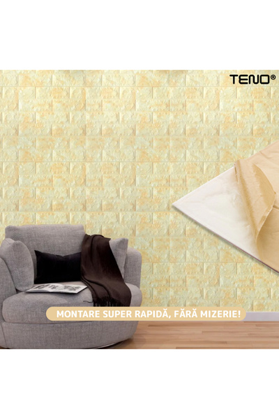Teno Set 20x Tapet Caramida 3D Teno®, suprafata acoperire 10.6 mp, 70x77 cm, galben