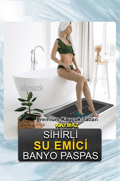 adornazzle Magic Water Absorbent Bath Mat |   Non-Slip Floor Mat (3.5 mm • 38×58 cm)