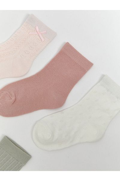 LC Waikiki Quality Parts from Celebi Store |   Pink Patterned Baby Girl Socks 5-Piece