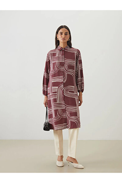 LC Waikiki Lcw Modest Brown Print Women's Shirt Tunic