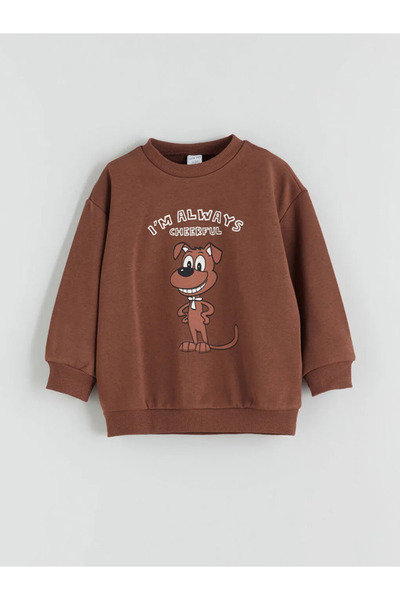 LC Waikiki Lcw Eco Brown Printed Boys Sweatshirt and Sweatpants Bottom 2'Li
