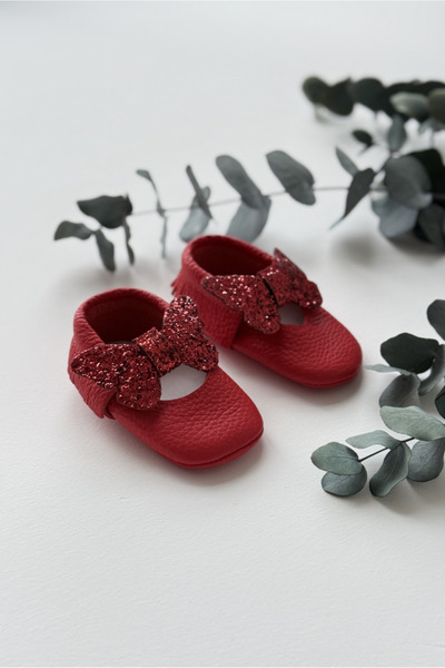 zeely Kız Bebek Deri Makosen