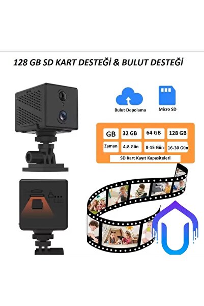 Urfakent PIR Sensörlü Mikro Şarjlı 1080P Full HD WiFi Kamera - Hayalet Kızılötesi Gece Görüşlü