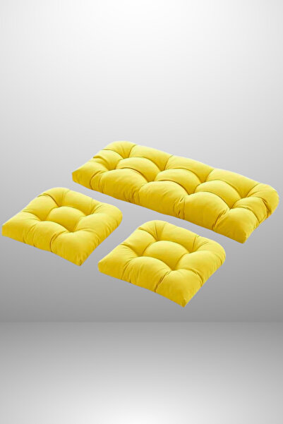 MoMMe RATTAN MİNDER TAKIMI 2+1 MİNDER SARI