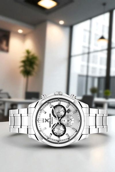 Daniel Klein Men's Wrist Watch Exclusive Steel Band with Bracelet Gift Silver-White Zmdk1192