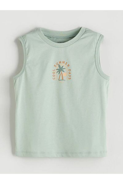 LC Waikiki Lcw baby green Printed boy baby undershirt and shorts 2-piece set